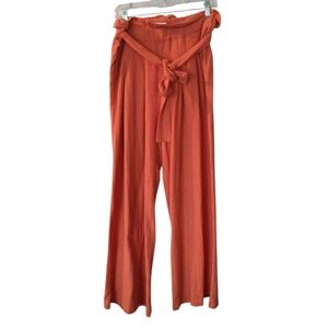 Urban Outfitters Solid Orange Pull On Paperbag Waist Pants With Sash Size Small